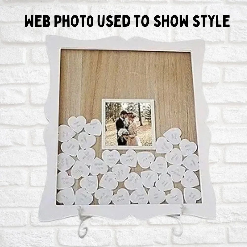 14 White Wooden Hearts Wedding Guest Book Alternative Frame Replacement Parts